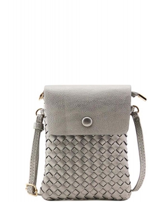 Woven Crossbody Bag WU115 PEWTER